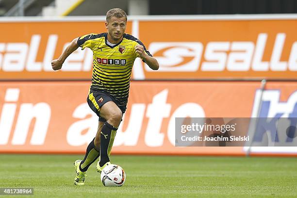 Almen Abdi of Watford during the preseason friendly match between SC Paderborn and Watford FC at Benteler Arena on July 19, 2015 in Paderborn,...