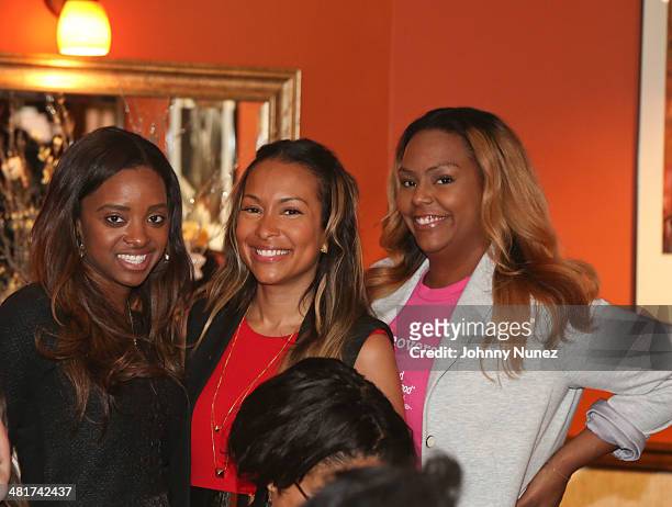 Tamika Mallory, Valeisha Butterfield-Jones and Kristi Henderson attend the #GetCoveredTour press conference at Sylvia's on March 28, 2014 in New York...