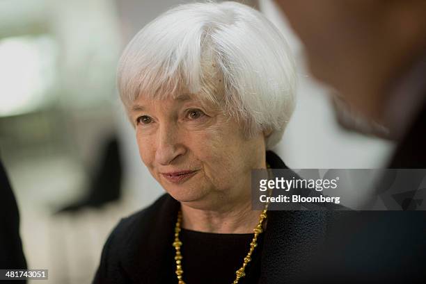Janet Yellen, chair of the U.S. Federal Reserve, tours the manufacturing lab at Daley College in Chicago, Illinois, U.S., on Monday, March 31, 2014....