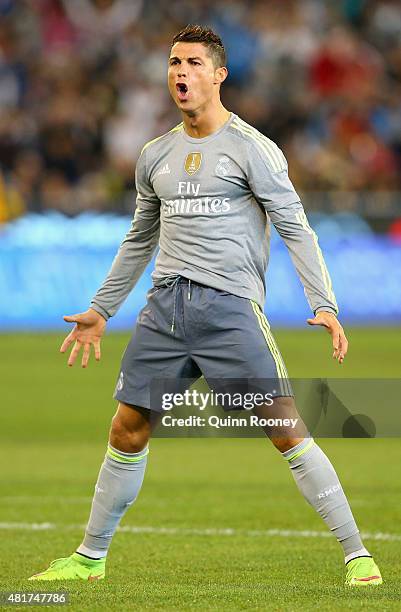 Cristiano Ronaldo of Real Madrid celebrates after scoring a goal during the International Champions Cup match between Real Madrid and Manchester City...