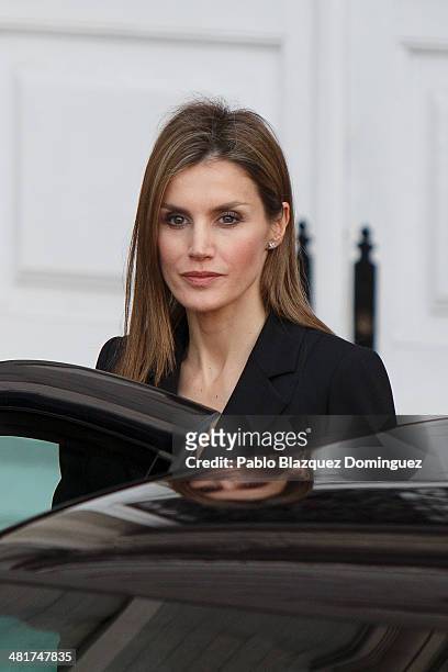 Princess Letizia of Spain leaves from the state funeral for former Spanish prime minister Adolfo Suarez at the Almudena Cathedral on March 31, 2014...