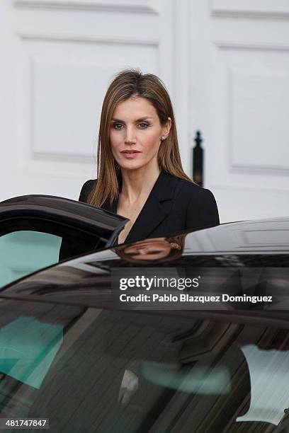 Princess Letizia of Spain leaves from the state funeral for former Spanish prime minister Adolfo Suarez at the Almudena Cathedral on March 31, 2014...