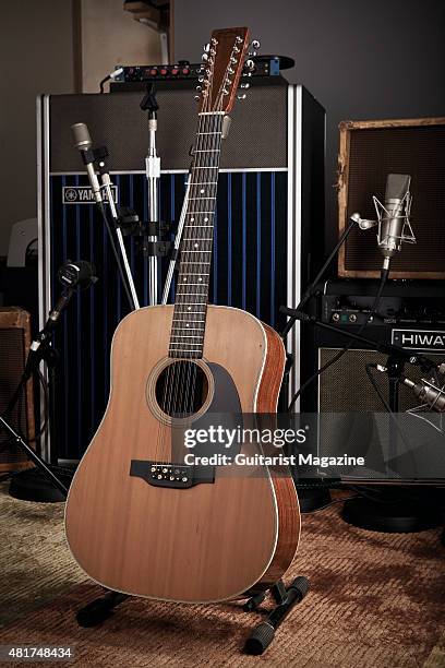 Vintage Martin acoustic guitar belonging to Pink Floyd guitarist David Gilmour, taken on December 5, 2014.