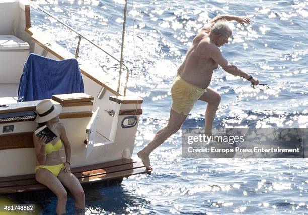 Rodrigo Rato and Alicia Gonzalez are seen on July 23, 2015 in Mallorca, Spain.