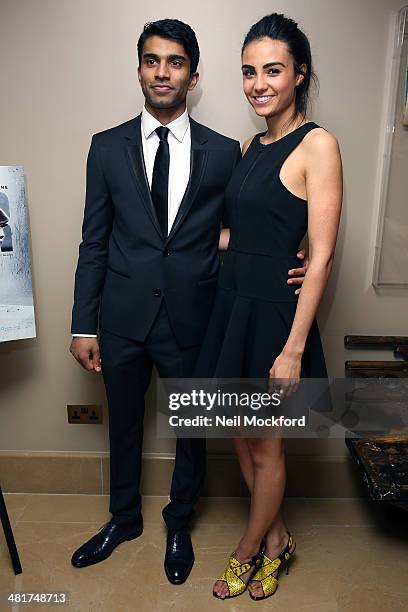 Nikesh Patel and Aiysha Hart attend a photocall for "Honour" at The Mayfair Hotel on March 31, 2014 in London, England.