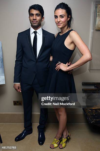 Nikesh Patel and Aiysha Hart attend a photocall for "Honour" at The Mayfair Hotel on March 31, 2014 in London, England.