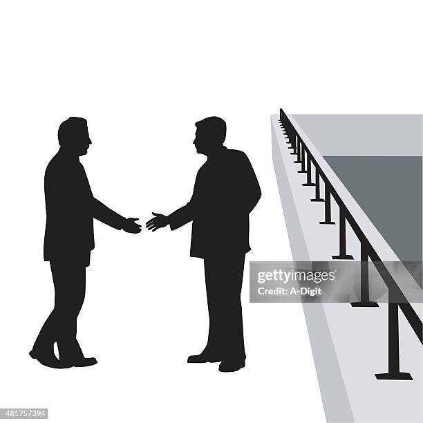 lunch deal - 2 businessmen in silhouette stock illustrations