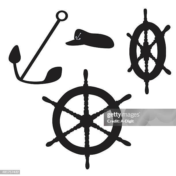 at the helm - anchor athlete stock illustrations