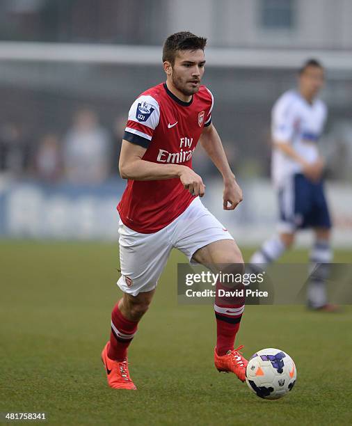 Jon Toral of Arsenal during the match between Bolton Wanderers U21 and Arsenal U21 in the Barclays Premier U21 League on March 31, 2014 in Lancaster,...