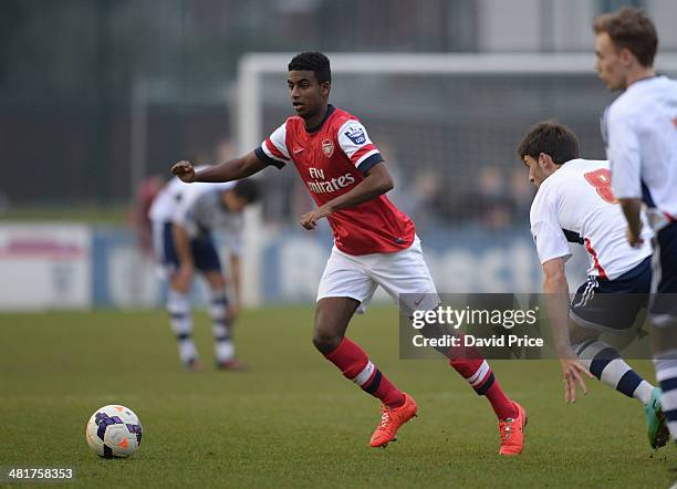 Gedion Zelalem of Arsenal during the match between Bolton Wanderers U21 and Arsenal U21 in the Barclays Premier U21 League on March 31, 2014 in...