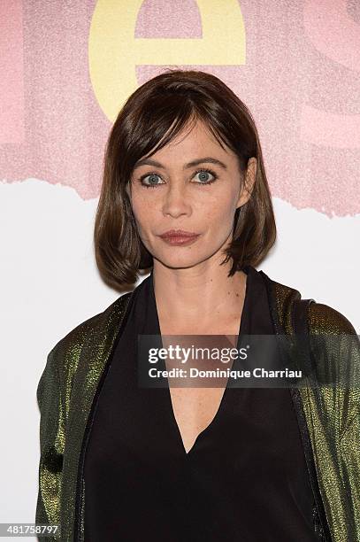 Emmanuelle Beart attends the 'Les Yeux Jaunes Des Crocodiles' Paris Premiere at Cinema Gaumont Marignan on March 31, 2014 in Paris, France.