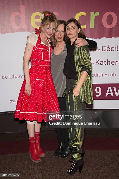 Julie Depardieu, Director Cecile Telerman and Emmanuelle Beart attend the 'Les Yeux Jaunes Des Crocodiles' Paris Premiere at Cinema Gaumont Marignan...