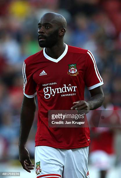 Jamal Fyfield of Wrexham during the pre season friendly match between Wrexham and Stoke City at Racecourse Ground on July 22, 2015 in Wrexham, Wales.