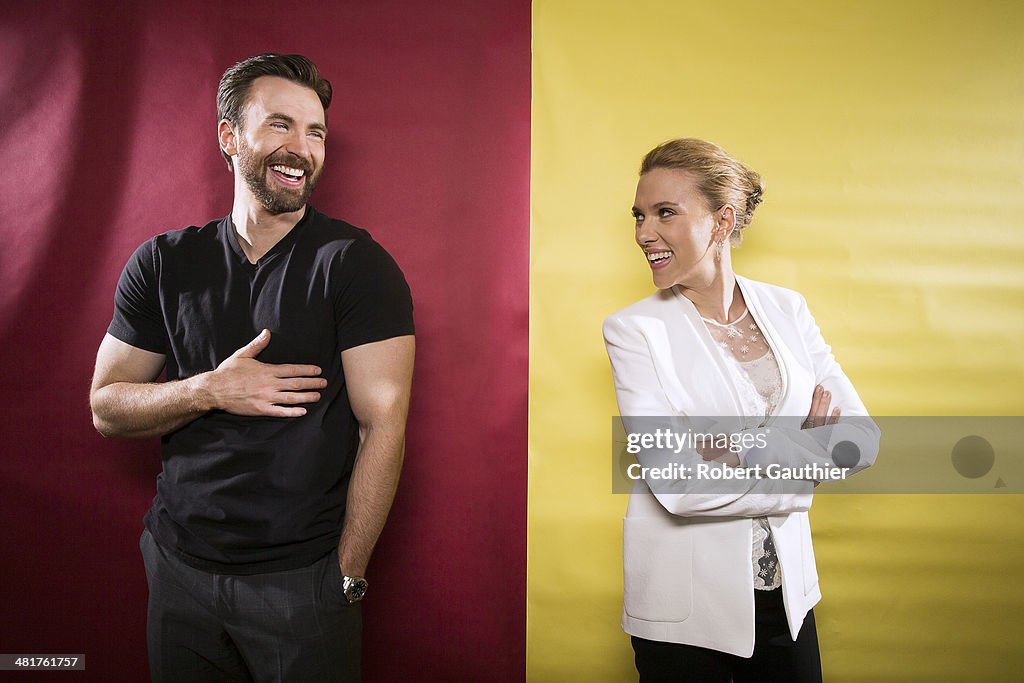 Scarlett Johansson and Chris Evans, Los Angeles Times, March 29, 2014