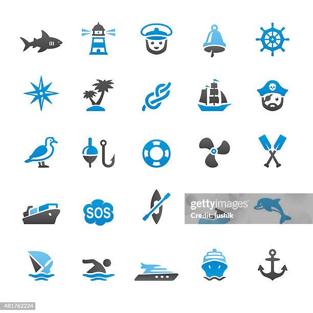 nautische und marine ähnliche vektor-icons - marine icon stock-grafiken, -clipart, -cartoons und -symbole