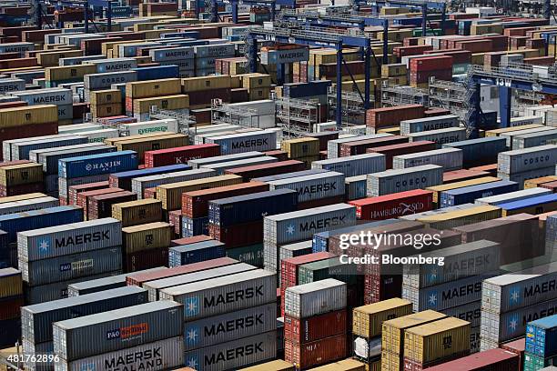 Spanish Container Ship 38 Shipping Operations At Barcelona Europe South Terminal Stock Photos ...