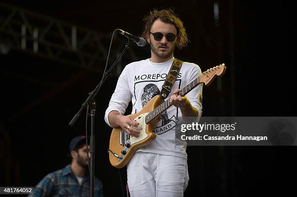 Jordi Davieson of the band San Cisco performs for fans during Splendour in the Grass on July 24, 2015 in Byron Bay, Australia.