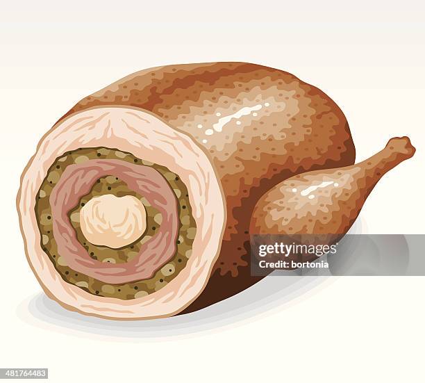 ilustraciones, imágenes clip art, dibujos animados e iconos de stock de turducken sección transversal - pavo navidad