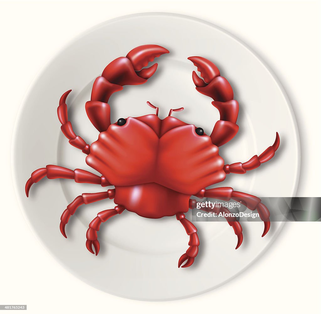 Vermelho em um Prato de Caranguejo