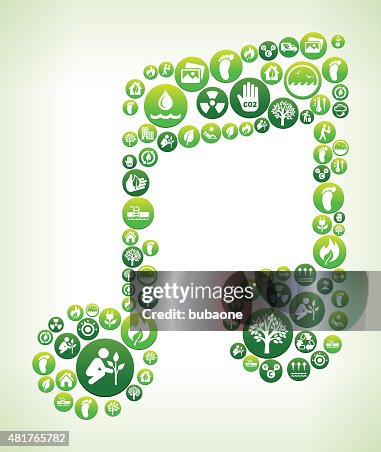 Music Note Environmental Conservation Green Vector Button Pattern. Music Note Environmental Conservation Green Vector Button Pattern.