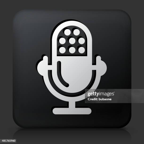 Small Mic Button Shape 261 Microphone Black Background High Res Illustrations - Getty Images