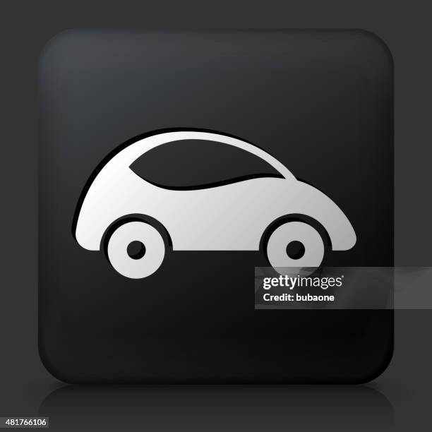black square button with car icon - car reflection stock illustrations