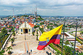 Flag and Church in Guayaquil