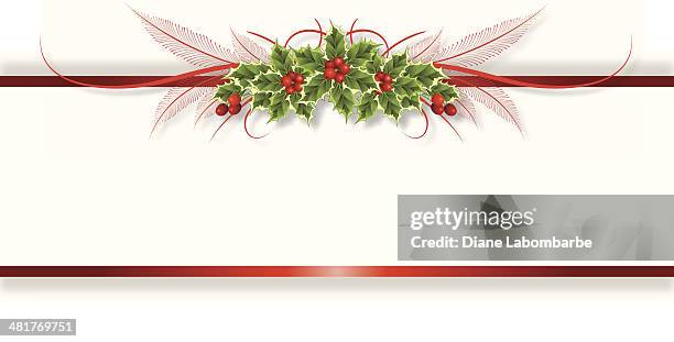 holly ribbon banner - 19th century style stock-grafiken, -clipart, -cartoons und -symbole