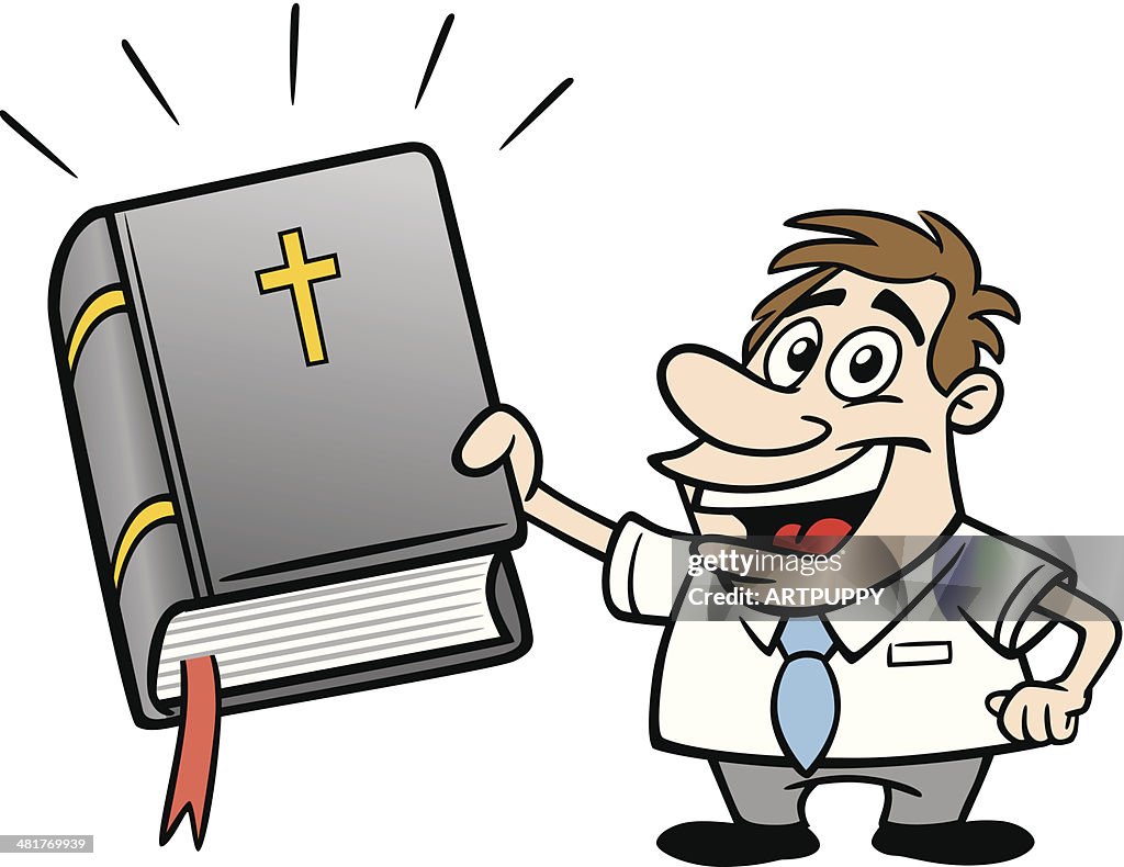 Manly Scripture Graphics Cartoon Guy Wth Bible High-Res Vector Graphic - Getty Images