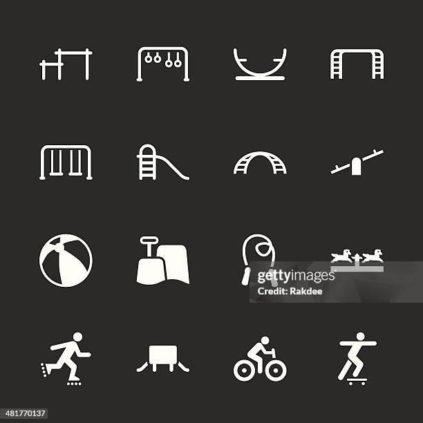 playground icons - white series | eps10 - sandbox stock illustrations