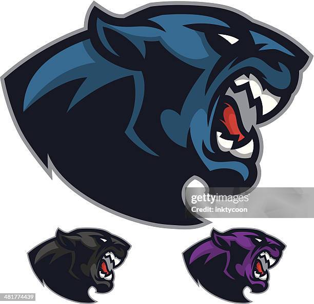 angry panther mascot heads - black leopard stock illustrations