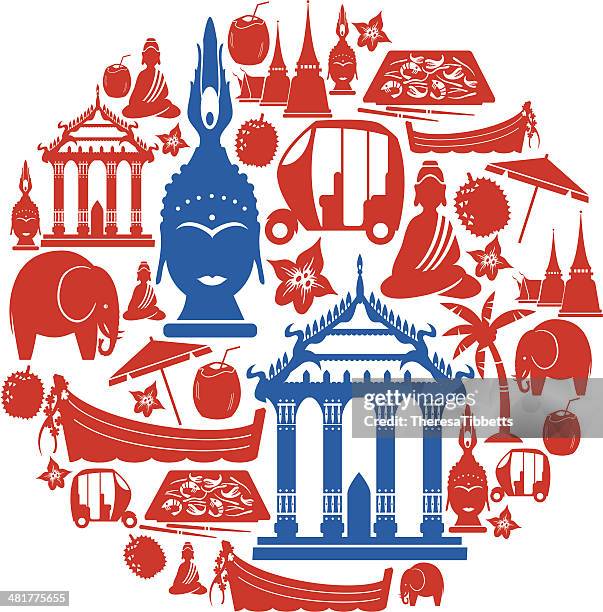 thai icon montage - thai culture stock illustrations