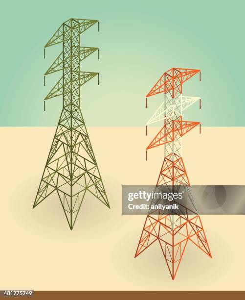 electricity pylons - electrical cable isometric stock illustrations