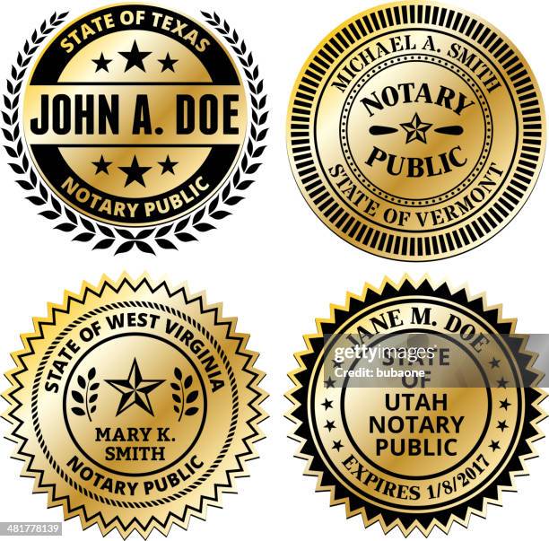 notary public seal set: south dakota through wyoming - notary stock illustrations