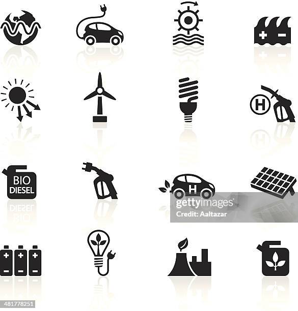black symbols - alternative energy - sustainable energy sources stock illustrations
