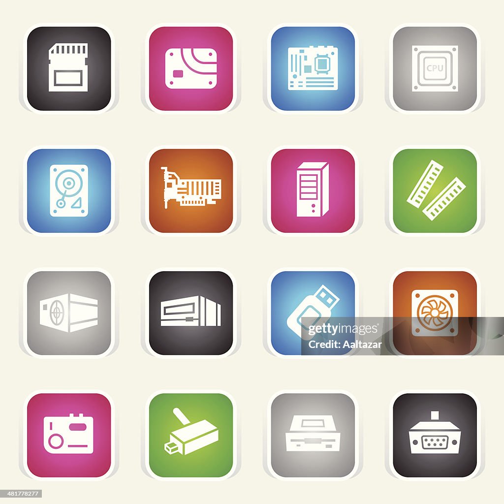 Multicor ícones de componentes de Computador