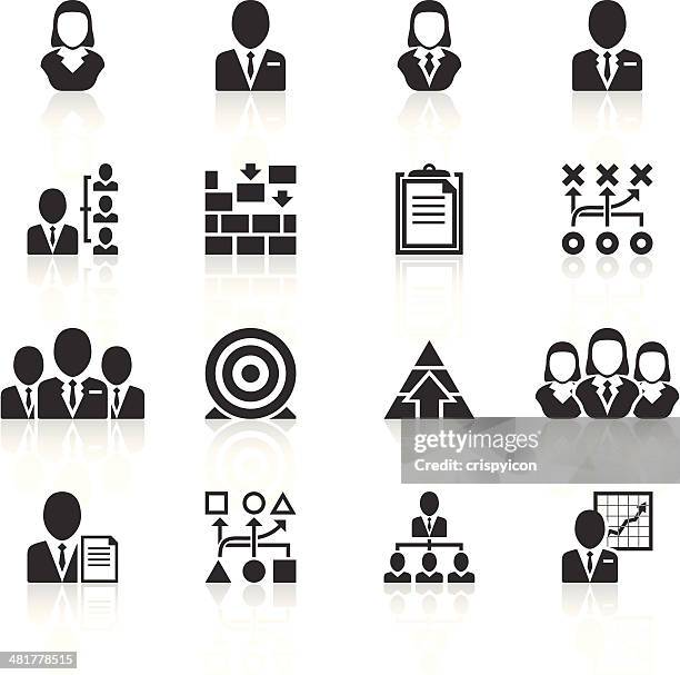black management icons on white background - system admin stock illustrations
