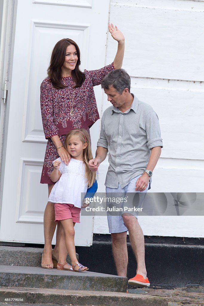 The Danish Royal Family Watch The Guard Change At Grasten Castle