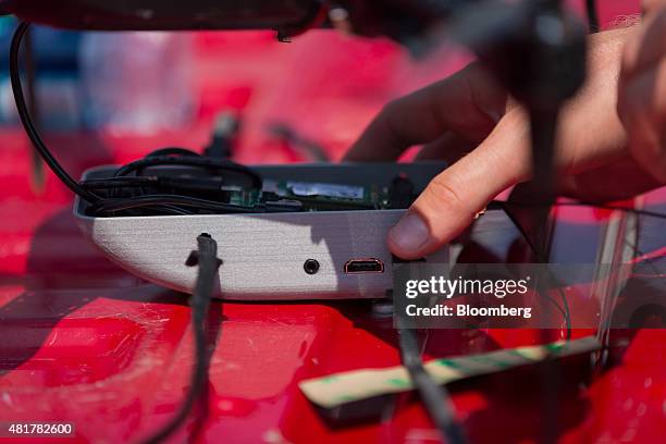 PrecisionHawk employee prepares for a live demonstration of a drone featuring LATAS in Durham, North Carolina, U.S., on Tuesday, July 7, 2015. Google...