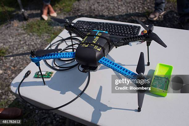 Drone featuring LATAS is prepared for a demonstration in Durham, North Carolina, U.S., on Tuesday, July 7, 2015. Google Inc. Is joining some of the...