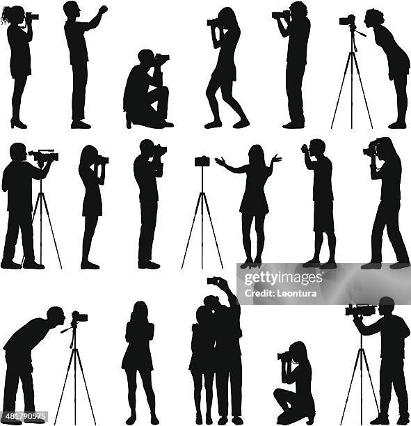 bildbanksillustrationer, clip art samt tecknat material och ikoner med photographers - videokamera