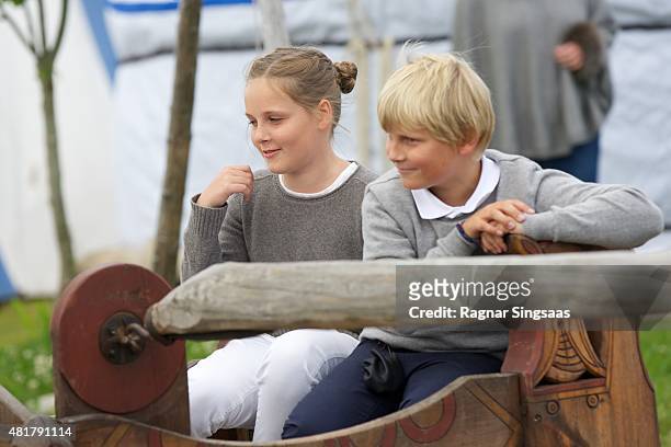 Princess Ingrid Alexandra of Norway and Prince Sverre Magnus of Norway attend The Saint Olav Festival on July 24, 2015 in Stiklestad, Norway.