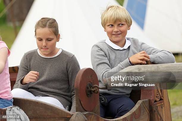 Princess Ingrid Alexandra of Norway and Prince Sverre Magnus of Norway attend The Saint Olav Festival on July 24, 2015 in Stiklestad, Norway.