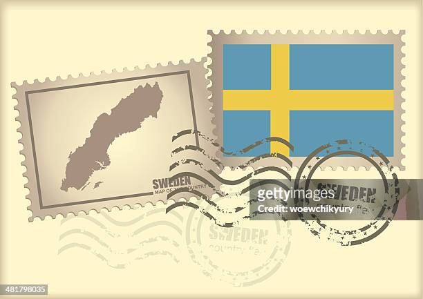 postage stamp sweden - sweden stock illustrations
