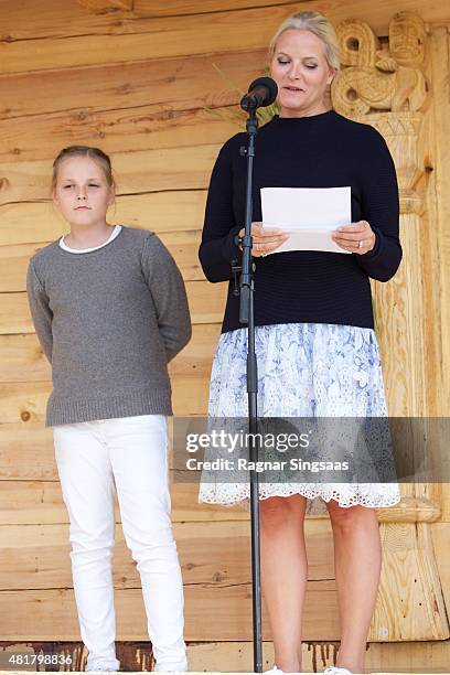 Princess Ingrid Alexandra of Norway and Crown Princess Mette-Marit of Norway Attend The Saint Olav Festival on July 24, 2015 in Stiklestad, Norway.