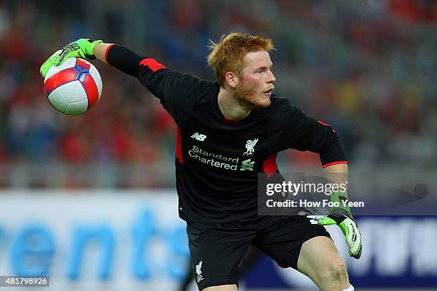 Adam Bogdan in action during the international friendly match between Malaysia XI and Liverpool FC at Bukit Jalil National Stadium on July 24, 2015...