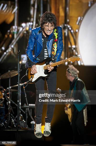 Ronnie Wood of 'The Rolling Stones' is photographed at the Quebec Music Festival in Quebec City for Self Assignment on July 16, 2015.