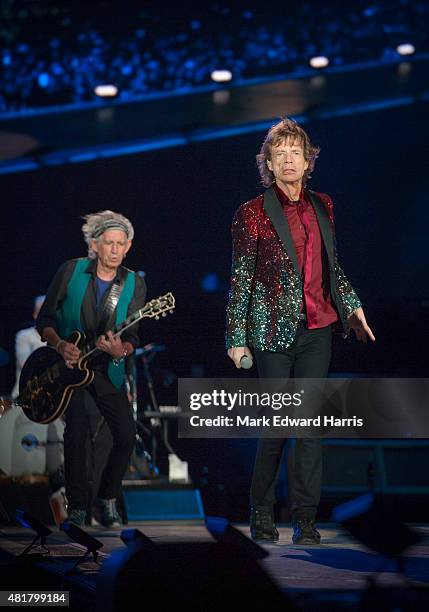 Mick Jagger of 'The Rolling Stones' is photographed at the Quebec Music Festival in Quebec City for Self Assignment on July 16, 2015.