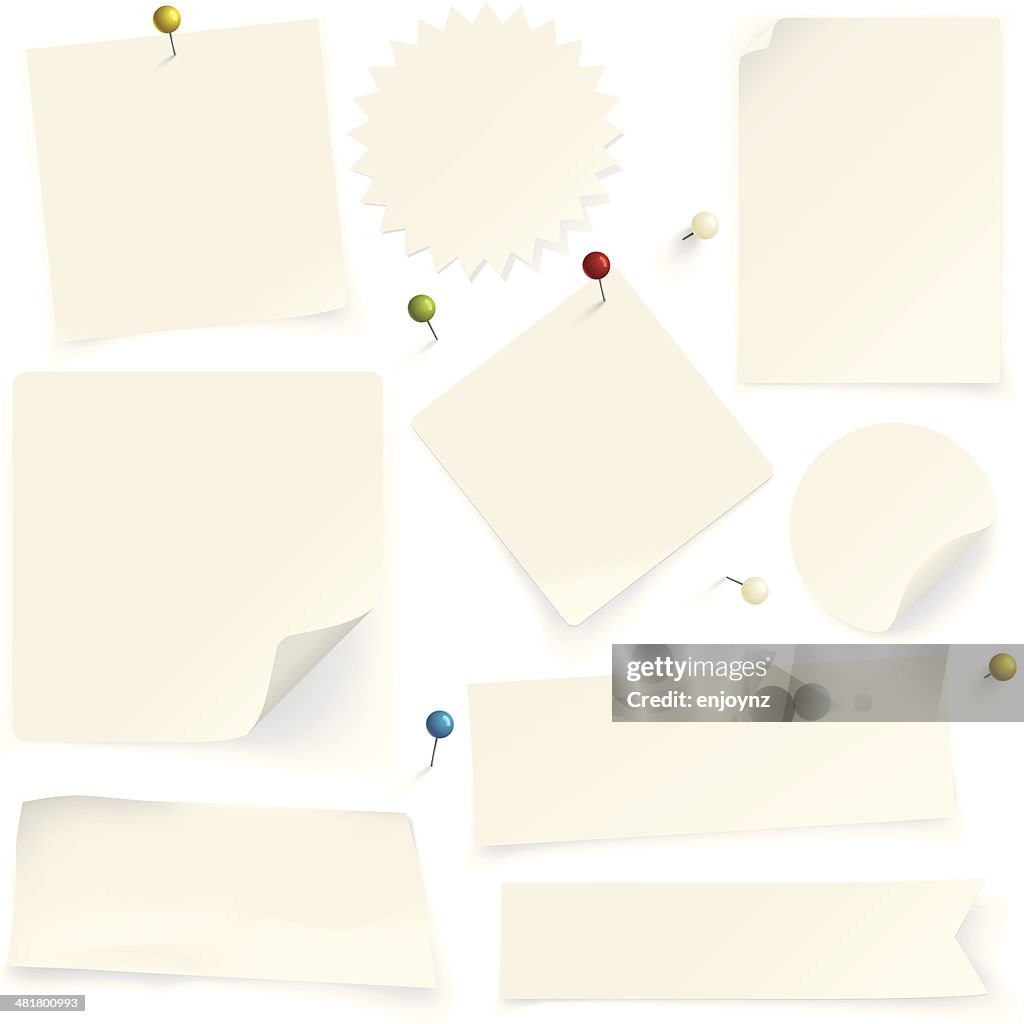 Pin Paper Notes Paper Notes With Pins High-Res Vector Graphic - Getty Images