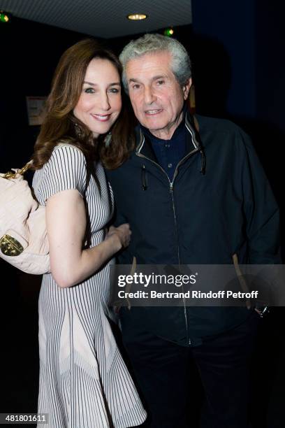 Actress Elsa Zylberstein and director Claude Lelouch pose during the premiere of "Salaud, on t'aime" directed by French director Claude Lelouch at...